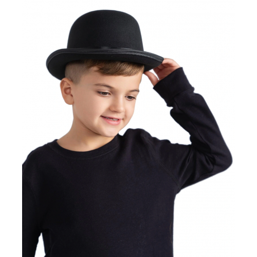 Charlie Chaplin Stil Çocuk Şapkası – Siyah Melon Parti Şapkası