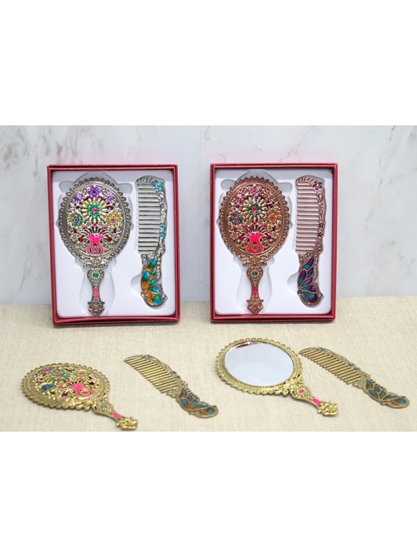 Çiçekli Ayna Ve Tarak Seti Küçük Boy Alk4991&hellip;