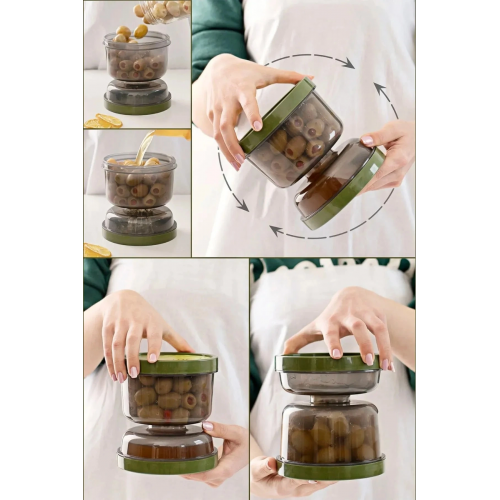 Çift Taraflı Süzgeçli Kapaklı Zeytinlik - Suyu Süzen Zeytin Turşu Saklama Kabı Çift Taraflı Süzgeçli Kapaklı Zeytinlik - Suyu Süzen Zeytin Turşu Saklama Kabı