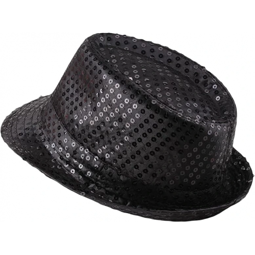 Çocuk Boy Siyah Payetli Şapka Gösteri Şapkası Michael Jackson Şapkası 54 No