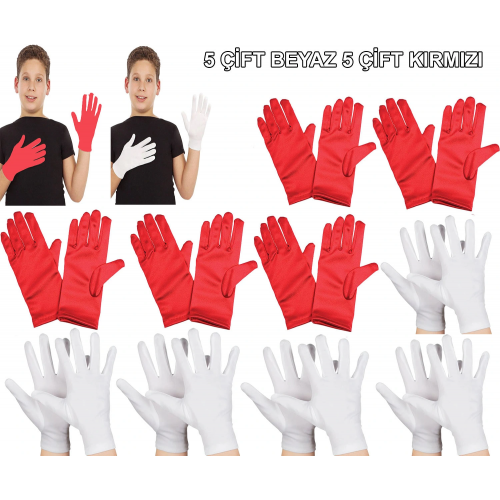 Çocuk Gösteri Eldiven Seti – 5 Çift Beyaz & 5 Çift Kırmızı Çocuk Gösteri Eldiven Seti – 5 Çift Beyaz & 5 Çift Kırmızı