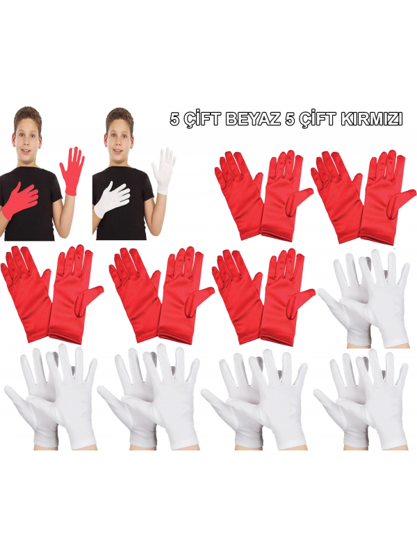 Çocuk Gösteri Eldiven Seti – 5 Çift Beyaz & 5 Çift Kırmızı… Çocuk Gösteri Eldiven Seti – 5 Çift Beyaz & 5 Çift Kırmızı…