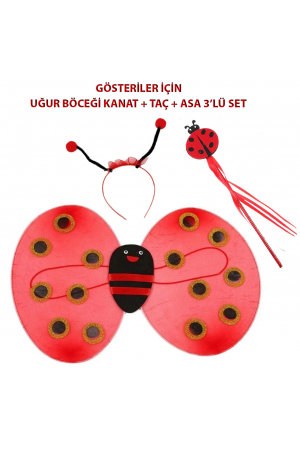 Çocuk Gösteri İçin Uğur Böceği Kanat + Taç + Asa 3'lü Kos&hellip;
