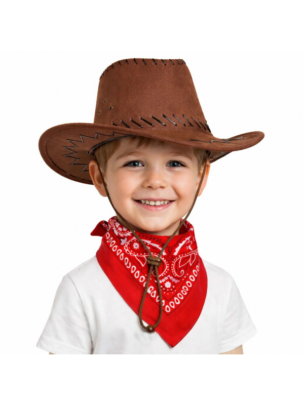 Çocuk Kovboy Şapka Kahverengi & Kırmızı Bandana Fular Seti&hellip;