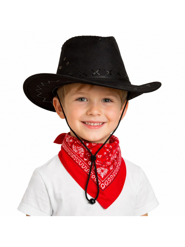 Çocuk Kovboy Şapka Siyah & Kırmızı Bandana Fular Seti&hellip;