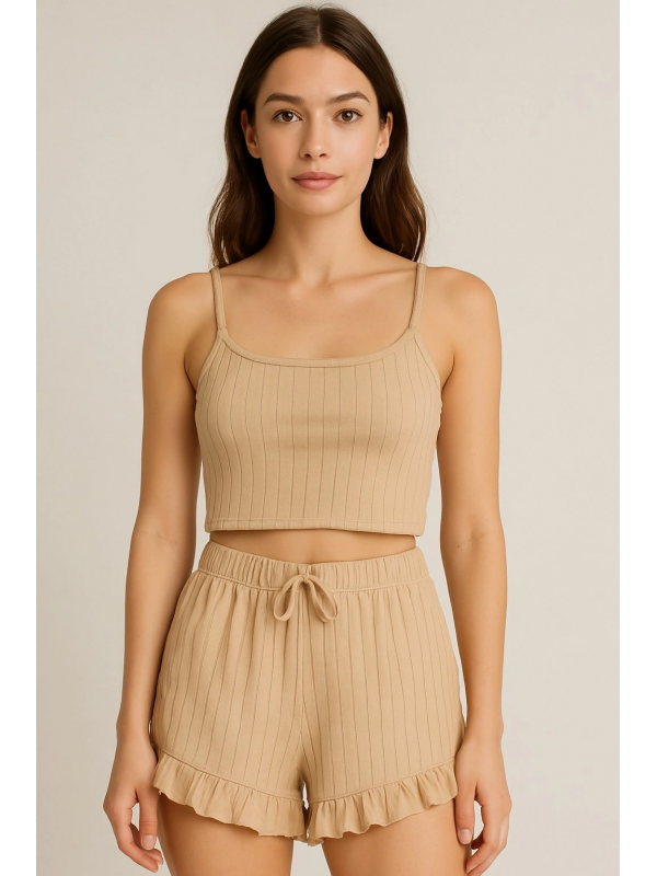 Crop Takım - Askılı Crop Takım Likralı Bej (xl)… Crop Takım - Askılı Crop Takım Likralı Bej (xl)…