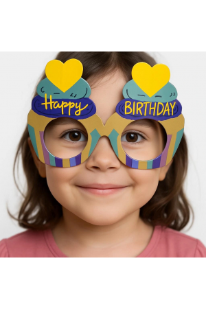 Cupcake Temalı Doğum Günü Renkli Karton Happy Birthday Gözlüğü 6 A&hellip;