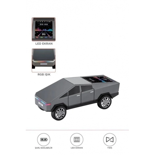 D68 Cyber Model Araba Tasarımlı Bluetooth Hoparlör 15w Güçlü Ses Rgb Led /tws/usb Gri