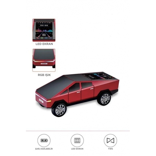 D68 Cyber Model Araba Tasarımlı Bluetooth Hoparlör 15w Güçlü Ses Rgb Led /tws/usb Kırmızı