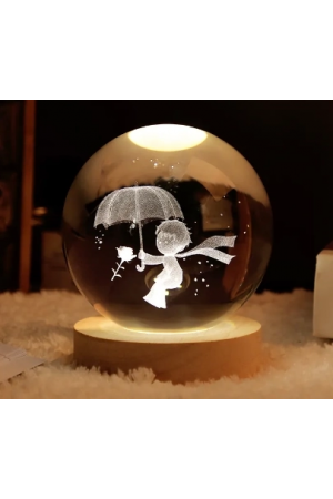 Dekoratif Küçük Prens Tasarımlı Ahşap Altlıklı Işıklı Cam K…
