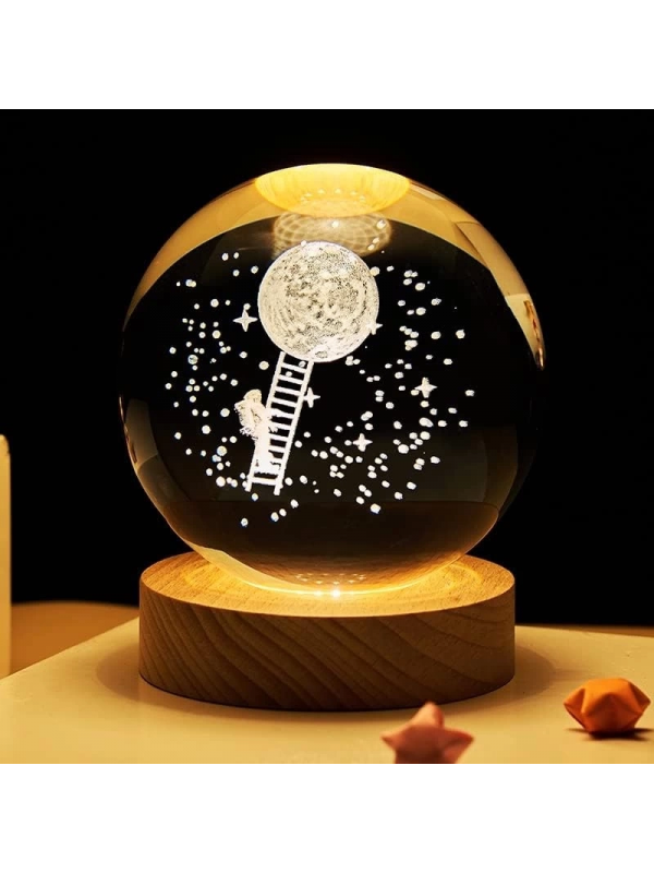 Dekoratif Merdiven Astronot Tasarımlı Ahşap Altlıklı Işıklı Cam K�&hellip;