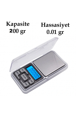 Dijital Hassas Elektronik Kuyumcu Cep Terazisi Tartı 200 Gr /  0.01 Gr…