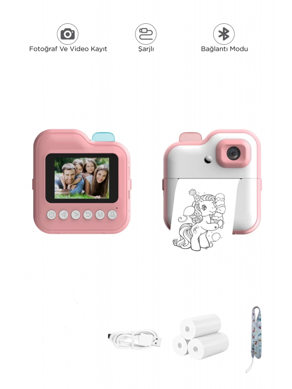 Dijital Video Kayıt Fotoğraf Çocuk Kamerası Anlık Termal Resim Kağı&hellip;