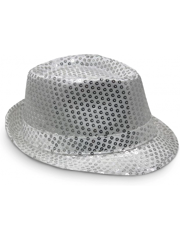 Disko Star Gümüş Payetli Fötr Şapka Yetişkin Boy&hellip;