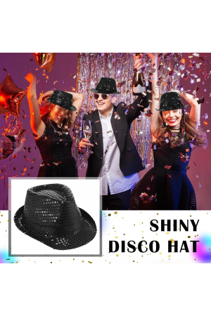 Disko Star Siyah Payetli Fötr Şapka Yetişkin Boy… Disko Star Siyah Payetli Fötr Şapka Yetişkin Boy…