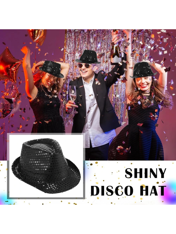 Disko Star Siyah Payetli Fötr Şapka Yetişkin Boy&hellip;