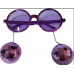 Disko Toplu Küpeli Parti Gözlüğü Mor Renk 15x16 Cm