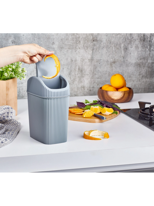 Döner Kapaklı Mini Çöp Kovası 2.5 Lt - Gri&hellip;