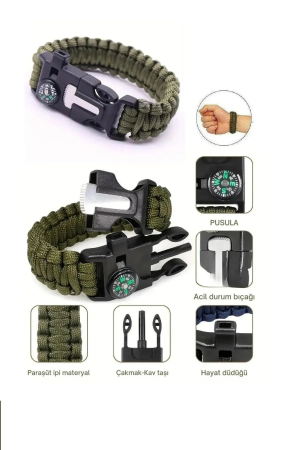 Düdük Çakı Pusula Çakmaktaşı Paraşüt İpi Hayatta Kalma Bilek… Düdük Çakı Pusula Çakmaktaşı Paraşüt İpi Hayatta Kalma Bilek…