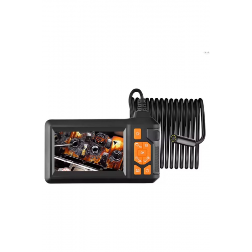 Ekranlı 3 Kameralı 10 Mt Hafıza Kart Destekli Sert Kablo Yılan Endoskop Kamera 8 Mm 4.3 Inc