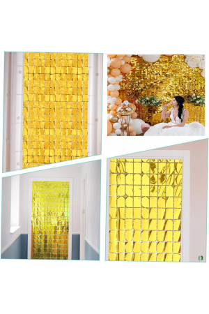 Ekstra Metalize Altın Renk Disko Dikdörtgen Kesim Kapı Perdesi Dekorasy&hellip;