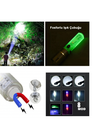 El Feneri 8 Mod Şarjlı Fosforlu Mıknatıslı Led El Feneri&hellip;