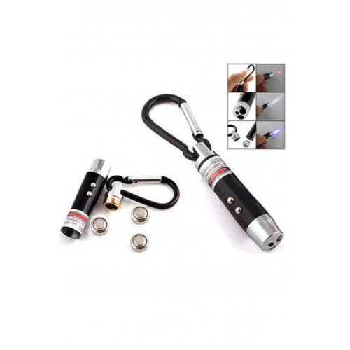 El Feneri Anahtarlık Işıklı Anahtarlık 3 Fonksyonlu Lazer Led Fener