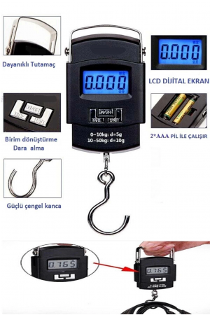 Elektronik Dijital El Kantarı 50 Kg Terazi Tartı 10 Gr Hassasiyet&hellip;