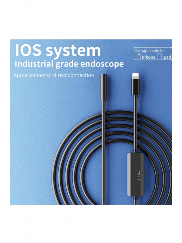 Endoskop Yılan Video Kamera İos Uyumlu Led’li 5 Metre 7 Mm Sert Kablo &hellip;