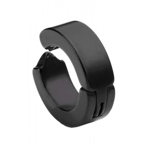 Erkek Küpesi - 1 Adet Siyah Çelik Kıstırmalı Küpe Paslanmaz Atmaz Çelik Siyah Küpe