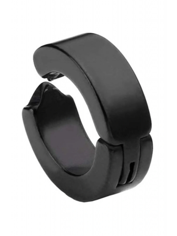 Erkek Küpesi - 1 Adet Siyah Çelik Kıstırmalı Küpe Paslanmaz Atmaz Ç&hellip;