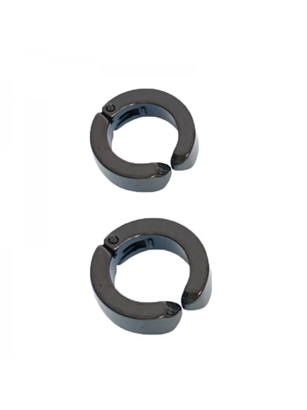 Erkek Küpesi - 2 Adet Siyah Çelik Kıstırmalı Küpe Paslanmaz Atmaz Ç&hellip;