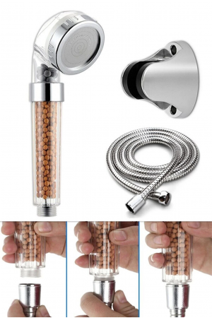 Filtreli Ve Su Tasarruflu Arıtmalı Duş Başlığı Seti Boncuklu Ba… Filtreli Ve Su Tasarruflu Arıtmalı Duş Başlığı Seti Boncuklu Ba…