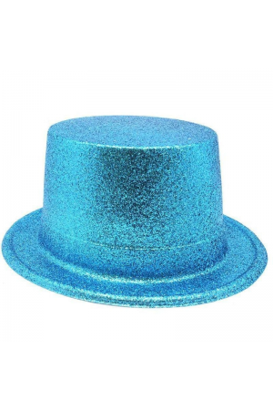 Floresan Mavi Renk Simli Uzun Fötr Melon Şapka 12 Cm… Floresan Mavi Renk Simli Uzun Fötr Melon Şapka 12 Cm…