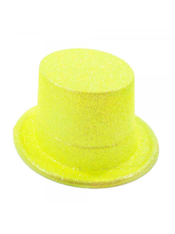 Floresan Sarı Renk Simli Uzun Fötr Melon Şapka 12 Cm&hellip;