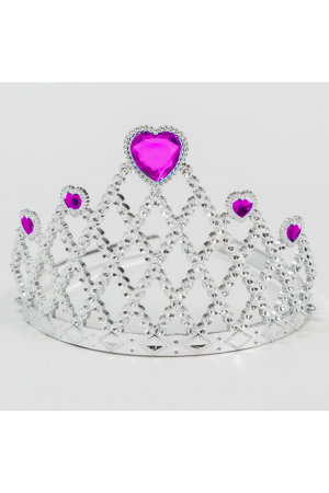 Fuşya Kalpli Gümüş Renk Kraliçe Tacı Prenses Tacı… Fuşya Kalpli Gümüş Renk Kraliçe Tacı Prenses Tacı…