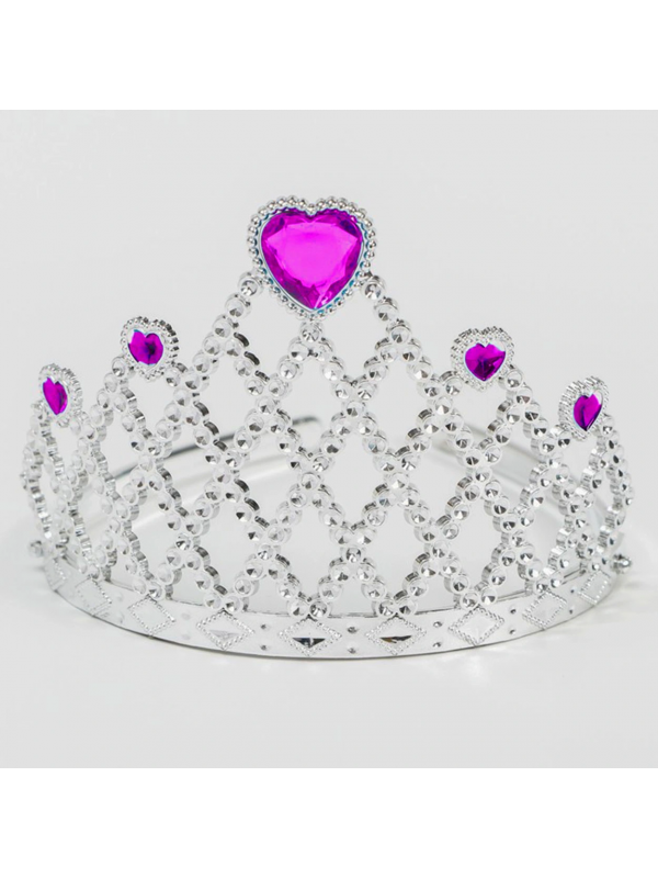Fuşya Kalpli Gümüş Renk Kraliçe Tacı Prenses Tacı&hellip;