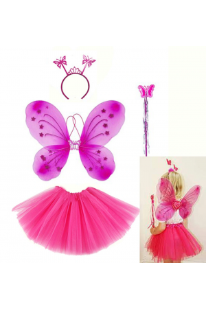 Fuşya Kelebek Kostümü - Fuşya Kelebek Kostüm Aksesuar Seti 4 Parça&hellip;
