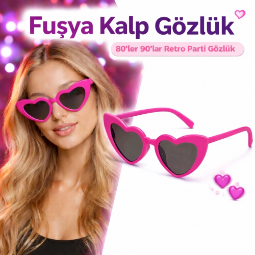 Fuşya Pembe Retro Kalp Gözlük – 80’ler 90’lar Stil Parti Gözlüğü Fuşya Pembe Retro Kalp Gözlük – 80’ler 90’lar Stil Parti Gözlüğü