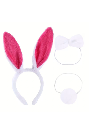 Fuşya Pembe Tavşan Kulak Papyon Kuyruk 3'lü Parti Seti&hellip;