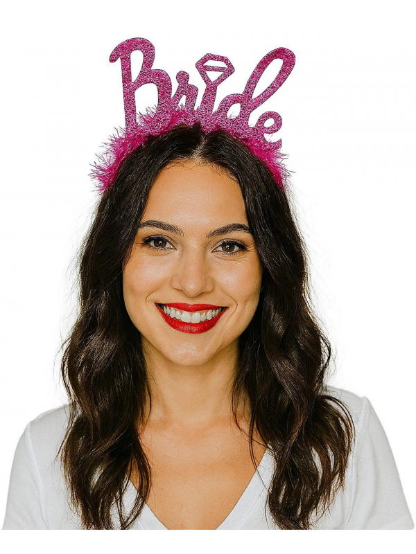 Fuşya Renk Bekarlığa Veda İtalik Yazı Alyanslı Bride Taç&hellip;