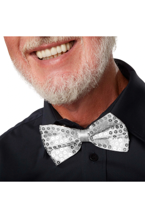 Gece Işıltısı Gümüş Payetli Pullu Papyon 7x2 Cm&hellip;