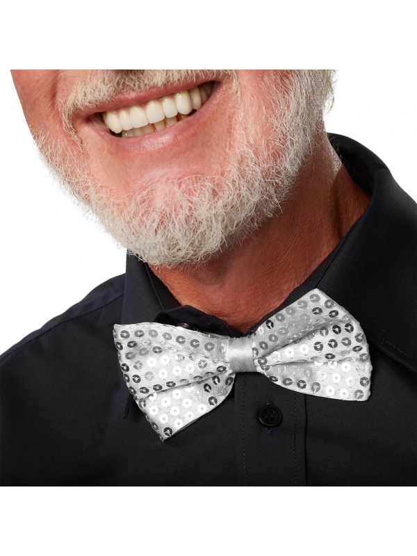 Gece Işıltısı Gümüş Payetli Pullu Papyon 7x2 Cm&hellip;