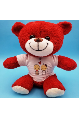 Gelin Damat Çift Baskılı Tişörtü Kırmızı Ayı…