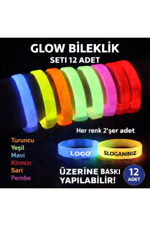 Glow Kalın Bileklik 12’li Set | Baskıya Uygun Renkli Model&hellip;