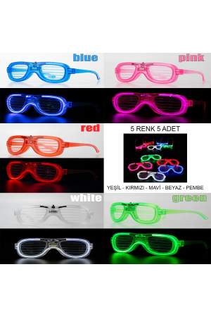 Glow Model Led Işıklı Parti Gözlüğü 3 Modlu 5 Renk 5 Adet&hellip;