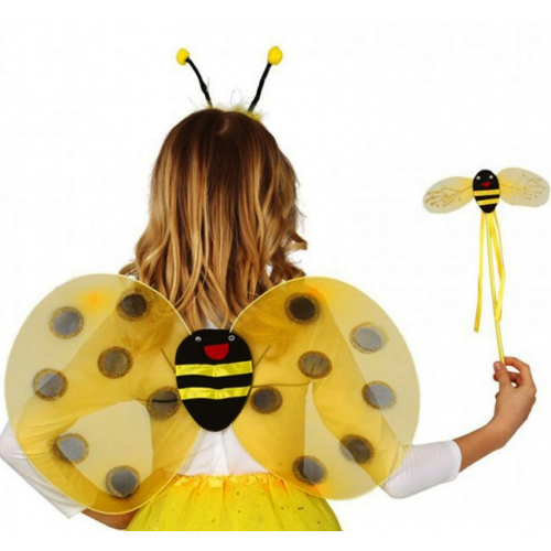 Gösteri Arı Kanadı Kostüm Seti – Çocuklar İçin Kanat, Taç Ve Asa Aksesuarı