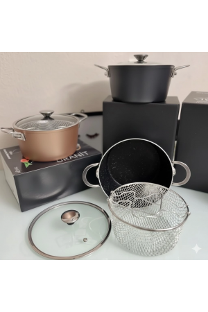 Granit Yanmaz Ve Yapışmaz Fritöz Kızartma Tenceresi 22cm&hellip;