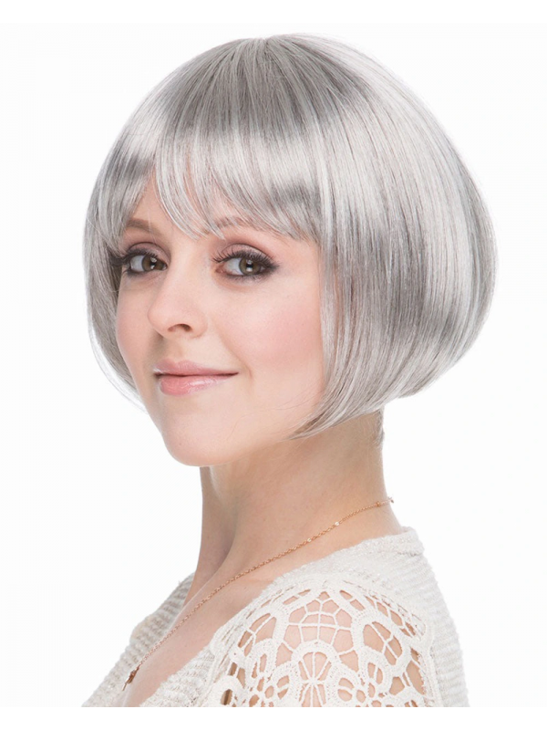 Gri Gümüş Renk Düz Kesim Astarlı Küt Parti Peruğu&hellip;