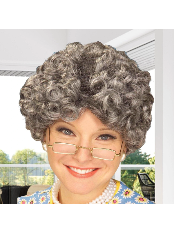 Gri Renk Kıvırcık Yaşlı Peruk Büyükanne Peruğu Astarlı Bonus&hellip;